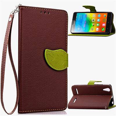 

Brown Design PU Leather Flip Cover Wallet Card Holder Case for Lenovo K3A6000