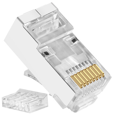 

CNCOB CN-C6E5A-2D Six types of single-row two-piece network crystal head 8P8C RJ45 Gigabit cable connector Unshielded (50 pcs / bag