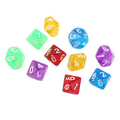 

10pcs/Set Games Multi Sides Dice D10 Gaming Dices Game Playing 5 Color