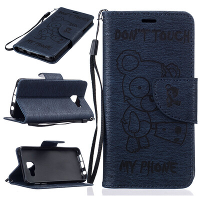 

Blue Bear Embossed PU Leather Wallet Case Classic Flip Cover with Stand Function and Credit Card Slot for SAMSUNG Galaxy A3 2016