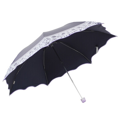 

Paradise umbrella UPF50 Chunhua thick color plastic silk screen package wave edge tri-fold pencil umbrella umbrella sun umbrella Zilan 30066ELCJ