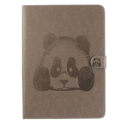 

Gray Panda Style Embossing Classic Flip Cover with Stand Function and Credit Card Slot for iPad 2/3/4