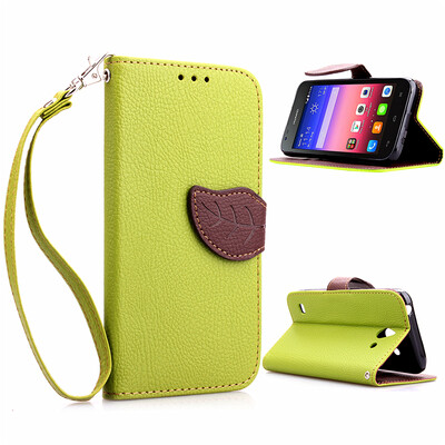 

Brown Design PU Leather Flip Cover Wallet Card Holder Case for Huawei Ascend Y550