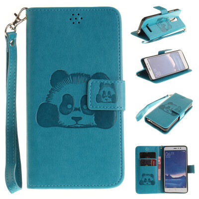 

Sky blue Panda Style Embossing Classic Flip Cover with Stand Function and Credit Card Slot for XIAOMI RedMi Note3
