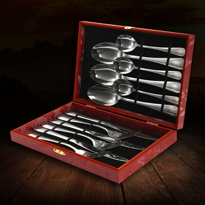 

Sunshine fly song stainless steel tableware table steak knife&fork spoon gift box 12 sets of red 1055