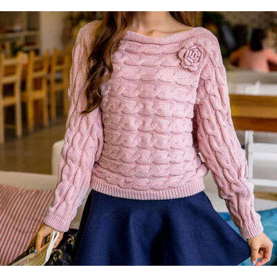 

MyMei Women 2016 fashion Flowers Twisted dames kleding jerseis knitted sweter pull femme jumper long pullover sweaters