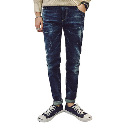 

(MSEK) NZK6014 jeans male Korean version of Slim pencil pants washed cowboy trousers tide dark blue 30