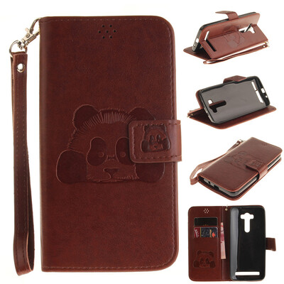 

Brown Panda Style Embossing Classic Flip Cover with Stand Function and Credit Card Slot for ASUS ZenFone 2 Laser ZE551KL
