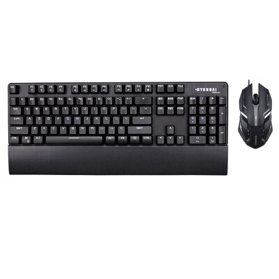 

Hyundai HYUNDAI HY-MK240S 104 key pure mechanical green axis gaming game office input mechanical mouse&keyboard set black