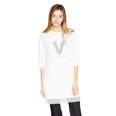 

Wandian Dress (WANDIAN) Lace Mesh White Sleeve Dress 1161N32020 S