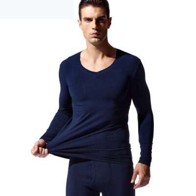 

Han Cai HACAI Mens Thermal Underwear Thin V-neck Modal Cotton Thermal Underwear Set Baolan 165\90M