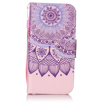 

Purple Sunflower Design PU Leather Flip Cover Wallet Card Holder Case for Apple iPhone 5C