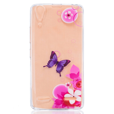 

Pink Butterfly Pattern Soft Thin TPU Rubber Silicone Gel Case Cover for Lenovo A6000