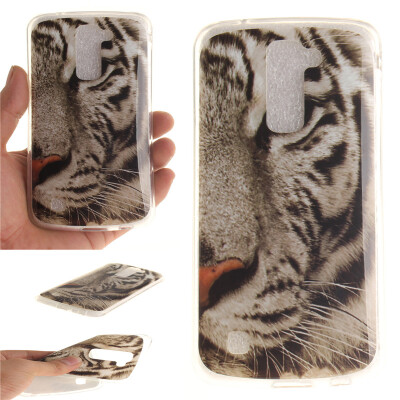 

White Tiger Pattern Soft Thin TPU Rubber Silicone Gel Case Cover for LG K10