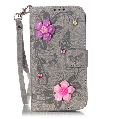 

Gray Butterfly PU Leather Flip Cover Wallet Card Holder Case for SAMSUNG A310