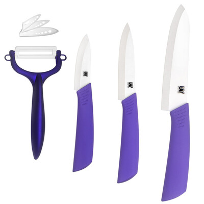 

XYJ Brand Kitchen Knives 3, 4, 6 Inch Ceramic Knives With Fruit Peeler 4-Piece Set