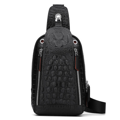 

AIM Men's Corset Business Outdoors Leisure Multifunctional Chest Corset Men's Shoulder Bag Sports Messenger Bag D081 Crocodile Pattern Black