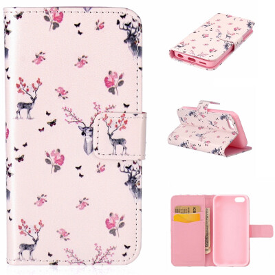 

Deer Design PU Leather Flip Cover Wallet Card Holder Case for IPHONE 5C