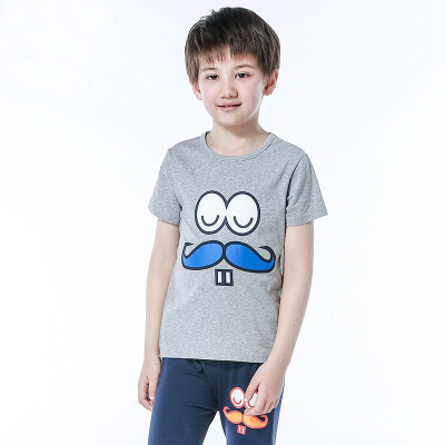 

Red bean (Hodo) children's suit male summer short-sleeved cartoon English alphabet printing home service HD5217 lake blue 110