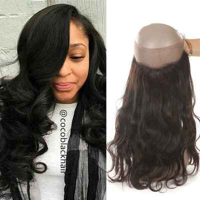 

360 Lace Frontal Indian Virgin Body Wave With Baby Hair Human Hair Lace Band Frontal Closure Dhl Ups Free Shipping