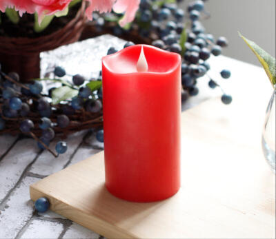 

Candle,Simplux Free-Flowing 3D Fireless flame Real Wax LED Melted Round Edge Candles light With Timer Battery-Operated Red 7.6X12