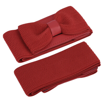 

Fashion Women decoration cummerbund bow knitted ultra wide Elastic Waist Belt