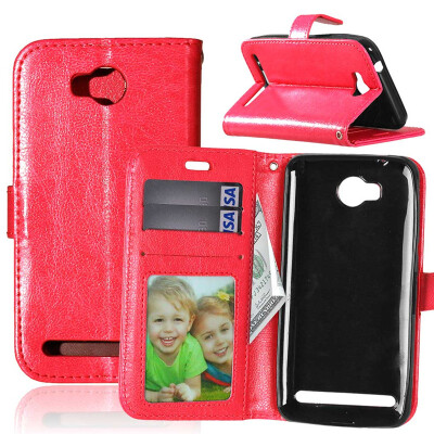 

Red Style Classic Flip Cover with Stand Function and Credit Card Slot for HUAWEI Y3 II