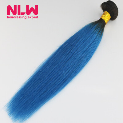 

Brazilian Virgin Straight hair Ombre Human Hair 1B/blue Sew In Weft 8A Grade Virgin Ombre Brazilian Hair Extension 5 Bundles