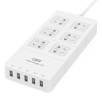 

QIC HP6A5U-WH Smart 5USB Charger 8A + 6-bit 1.5m socket lightning protection surge protector / patch panel / patch panel / drag board white