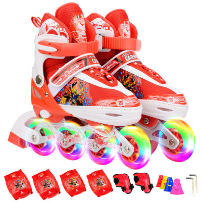 

Armor warrior children skates men&women roller skates outdoor toys full flashing roller skates KJ336 red L code