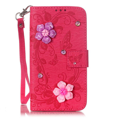 

Rose Butterfly Style PU Leather Flip Cover Wallet Card Holder Case for SAMSUNG J510