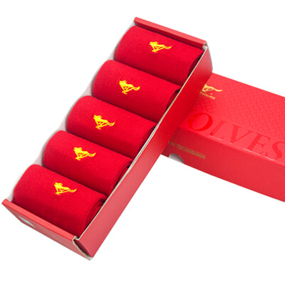 

[Jingdong Supermarket] seven wolves socks male tube bin red this life men socks wedding big red socks gift boxed clean red socks 5 double yards (90939)