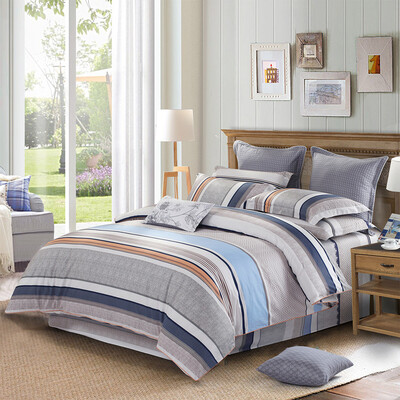 

Mercury Home Textiles (MERCURY) Хлопок Twill печатает четыре упаковки Простые полосатые постельные принадлежности Cedar Plus Double 1,8m Bed