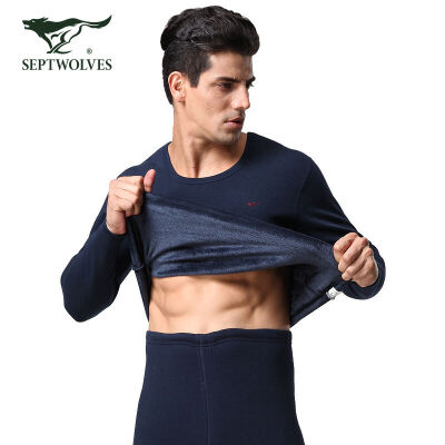 

Seven wolves thermal underwear mens warm suit plus velvet thick autumn clothing long pants mens winter underwear 98121 black
