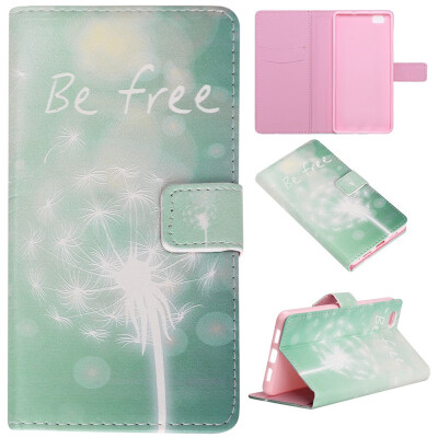 

Green dandelion Design PU Leather Flip Cover Wallet Card Holder Case for HUAWEI P8 Lite