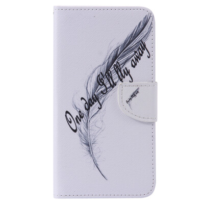 

Feather Design PU Leather Flip Cover Wallet Card Holder Case for LG K7