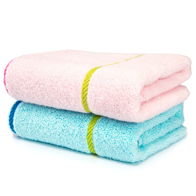 

Матовая равнина хлопковых полотенец мягкого закрученный текстильная мягкое, впитывающее полотенце радуга впечатление означает два синих / розовый 33 * 70см 85 г / бара