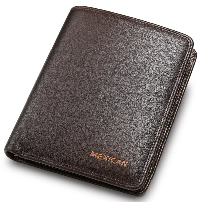 

Scarecrow Mexican Men's Wallets Men's Thin Layer Cowhide Men's Wallets Short Black Cross Folders MNY30691M-03H Brown