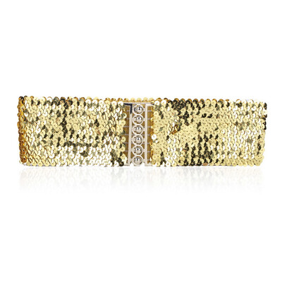 

Women Lady Fashion Casual Elastic Stretch Shinning Sequin Waist Waistband Belt