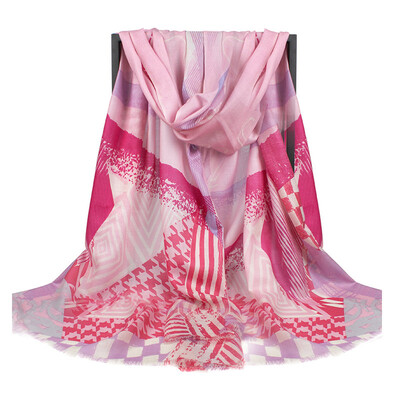 

Miss Bao Shengxiang wool scarf chain printing large shawl autumn and winter warm extended collar w9911 classic belt