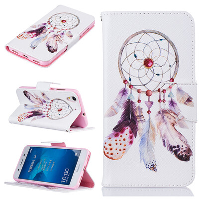 

Feather wind chimes Design PU Leather Flip Cover Wallet Card Holder Case for HUAWEI Y6 IIHonor 5A