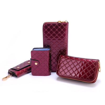 

Svale Women&39s leather wallet four-piece Lingge series long wallet card bag key bag 4-3098P pink