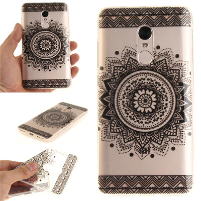 

Black mandala Pattern Soft Thin TPU Rubber Silicone Gel Case Cover for XiaoMi RedMi Note 4