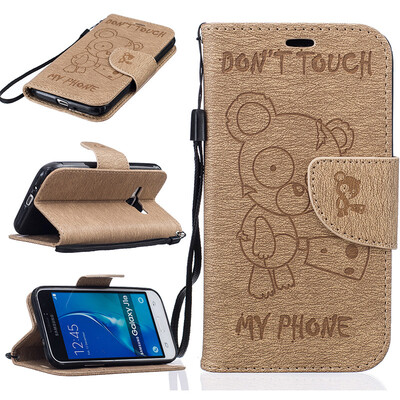 

Золотой медведь Стиль Тиснение Классический откидная крышка с подставкой Функция и слот кредитной карты для SAMSUNG Galaxy J1 2016/J120F