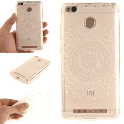 

White mandala Pattern Soft Thin TPU Rubber Silicone Gel Case Cover for XiaoMi Redmi 3s/Redmi 3X/Redmi 3S Prime