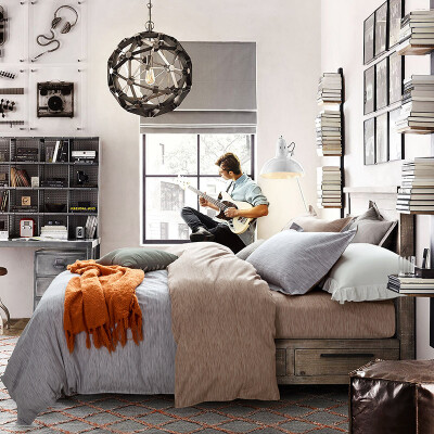 

Ying Xin home textiles cotton skin high-profile high-density twill printing double bed four-piece suit for 15 18 m bed modern gray