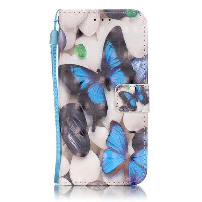 

Blue Butterfly Design PU Leather Flip Cover Wallet Card Holder Case for SAMSUNG S6EDGEPLUS
