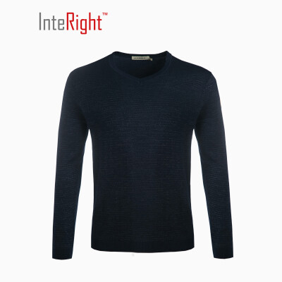 

Men 's V - necklace business long - sleeved sweater dark blue  code