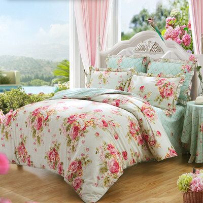 

Mercury Home Textiles MERCURY Cotton Twill Pastoral Printed Four-piece Bedding Drunk Dream Flower Plus Double 18m Bed
