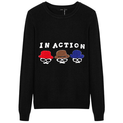 

Semir Ladies simple round necklace headset cartoon sweater backing shenzhen Korean tide 19416070906 black XL